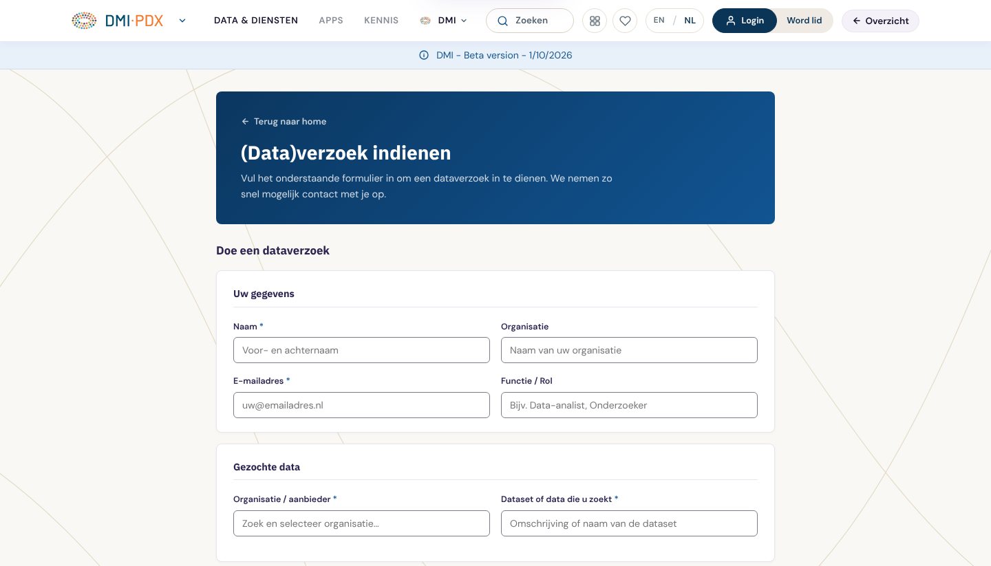 Het dataverzoekformulier